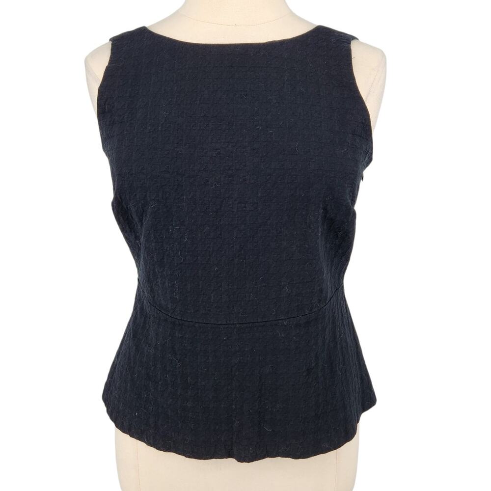 Banana Republic Textured Peplum Top – Black Sleeveless V back